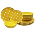 thumbnail image 1 of Italia Gifts & Frames 30203 11 in. Melamine Polka Dot Dinner Set, Yellow - 12 Piece, 1 of 2