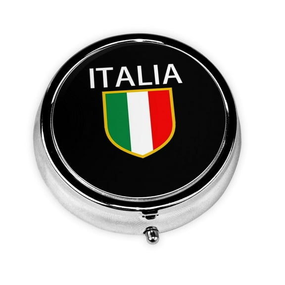 Italia Italian Flag Italy Pill Case Pill Box Round 3 Compartment Small Pill Organizer For Purse Or Pocket Small Roud Pill Box