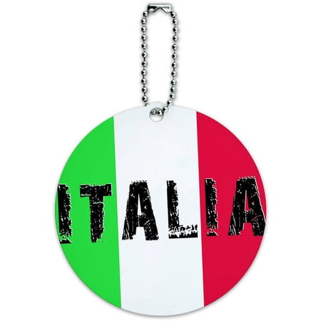 Italia Italy Italian Flag Round Luggage ID Tag Card for Suitcase or Carry-On