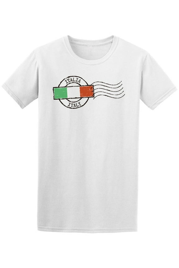 Italia Italy Square Flag Stamp T-Shirt Men -Image by Shutterstock, Male Large