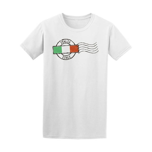 Italia Italy Square Flag Stamp T-Shirt Men -Image by Shutterstock, Male Medium