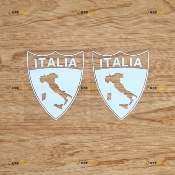 Italia Lettering Italian Map Sticker Decal Vinyl Shield - 2 Pack White 4" - For Car Boat Laptop Cup No Background Die-cut
