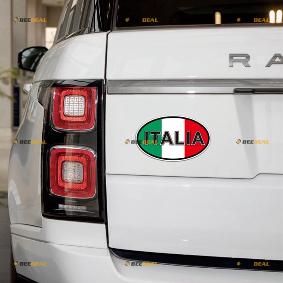 Italia Oval Country Code Italy Italian Flag Car Magnet Magnetic Sticker Decal - 2 Pack Reflective 4" - for Truck Door Fridge Reusable Waterproof