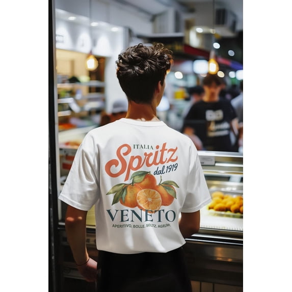 Italia Spritz Dal 1919 Veneto Aperitivo Citrus Graphic Tee Vintage Italian Cocktail Artwork Mediterranean Summer Shore Aesthetic Comfort Colors Unisex Cotton T-Shirt, Sizes S-3XL