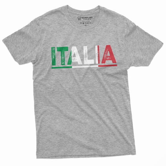 Italia T-Shirt Italy Flag Coat Of Arms Tee Shirt Repubblica Italiana Italian Heritage Tee (Large Grey)