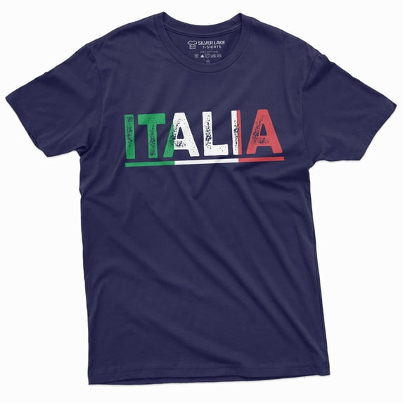Italia T-Shirt Italy Flag Coat Of Arms Tee Shirt Repubblica Italiana Italian Heritage Tee (X-Large Navy Blue)
