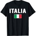 thumbnail image 1 of Italia T-shirt Italian Tee Flag souvenir Gift Italy T-ShirtMen and women, Black T-shirt, size: Extra large, 1 of 4
