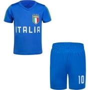 Cnins Italy Team Soccer Jersey Kids, #10 Soccer Uniform, ItalIa Boys & Girls Football Kits 8Y