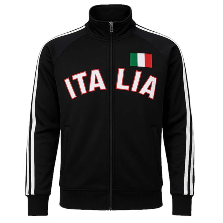 Italy Retro Football Jacket - Men's Tracksuit Style Zipped Jacket, Official Team Style