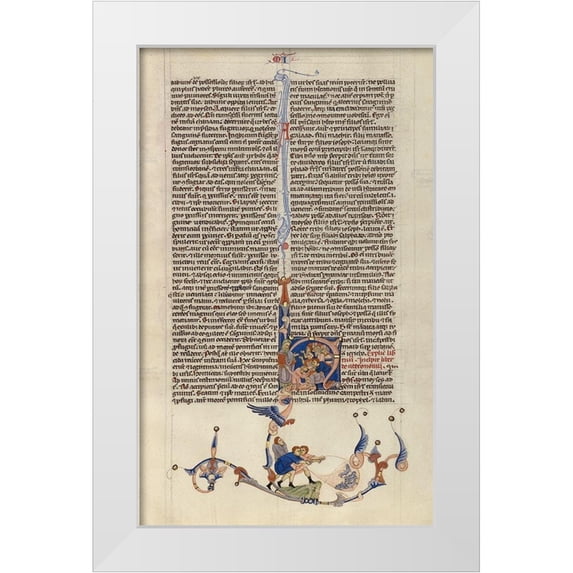 Italian 13th Century 10x14 White Modern Wood Framed Museum Art Print Titled - Page from the Abbey Bible