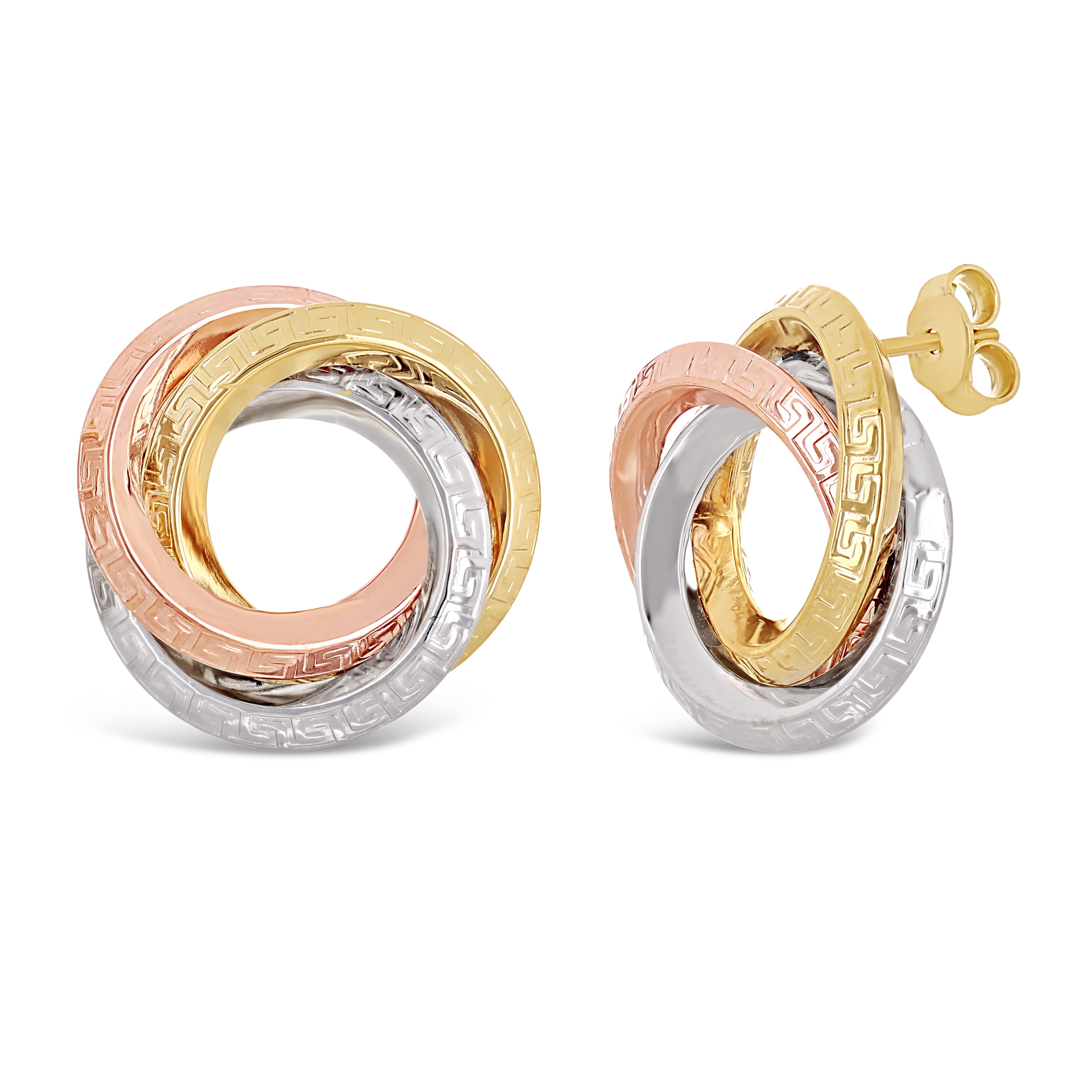 Fedina Set Tri Colore Matrimonio Giallo Rosa Oro Bianco Acciaio Inox 6