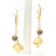 Italian 14k Two Tone Gold Hollow Fancy Drop Dangle Earrings 2.3 7.8 grams