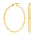 thumbnail image 1 of Italian 14k Yellow Gold Diagonal Rope Design Large Hollow Hoop Earrings 1.4", 1 of 5