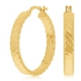 thumbnail image 1 of Italian 14k Yellow Gold Hollow Flat Rope Hoop Earrings 1.1" 4mm 2.6 grams, 1 of 5