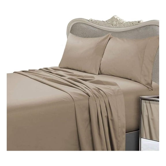 Italian 200 Thread Count Egyptian Cotton Sheet Set DEEP Pocket, Full, Taupe Solid,Premium Italian Finish