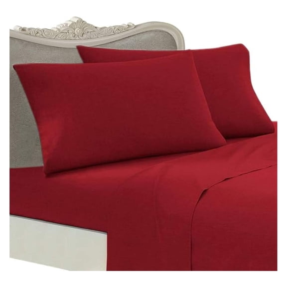 Italian 210 Thread Count Egyptian Cotton Sheet Set DEEP Pocket, Queen, Red, Premium Italian Finish