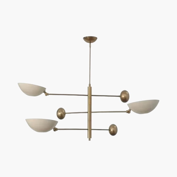 3-Light Mid-Century Modern Metal Raw Brass Sputnik Corded Electric Chandelier