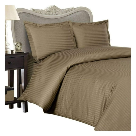 Italian 300 Thread Count Egyptian Cotton Sheet Set DEEP Pocket, King, Taupe Stripe, Premium Italian Finish