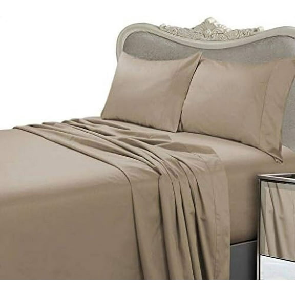 Italian 300 Thread Count Egyptian Cotton Sheet Set DEEP Pocket, Queen, Taupe Solid, Premium Italian Finish$$Bedding