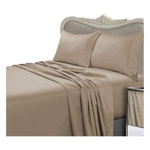 Italian 300 Thread Count Egyptian Cotton Sheet Set DEEP Pocket, Queen, Taupe,Solid Premium Italian Finish