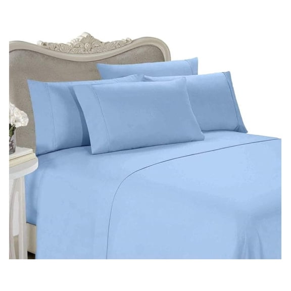 Italian 600 Thread Count 100% Egyptian Cotton (NOT Microfiber Polyester) Sheet Set DEEP Pocket, Queen, Blue, Made in Italy