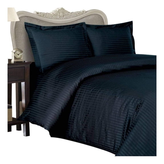 Italian 600 Thread Count Egyptian Cotton Sheet Set DEEP Pocket, California King, Navy Stripe, Premium Italian Finish