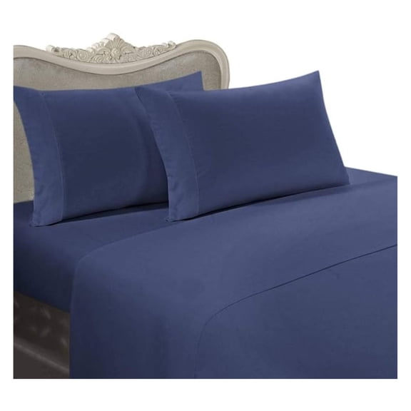 Italian 600 Thread Count Egyptian Cotton Sheet Set DEEP Pocket, King, Navy Solid,Premium Italian Finish