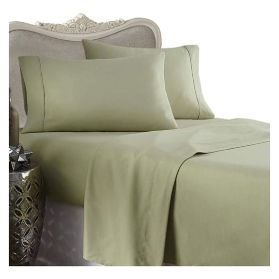 Italian 600 Thread Count Egyptian Cotton Sheet Set DEEP Pocket, Queen, Sage, Premium Italian Finish