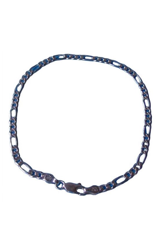 Italian 9.5" Medium Figaro (5.7 Grams) Solid Sterling Silver Bracelet 10057