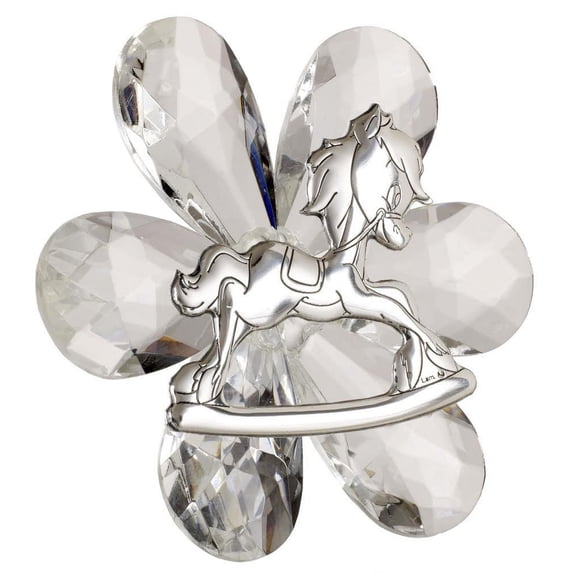 Italian 925 Silver and Crystal Rocking Horse Figurine