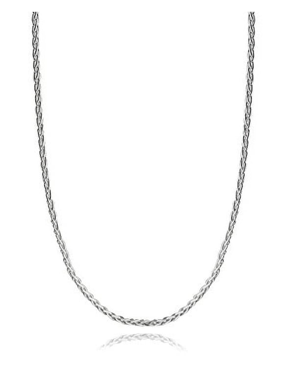 Italian 925 Sterling Silver 1.5mm Spiga Wheat Chain Necklace - 16, 18, 20, 22, 24, 30 Inches (24)