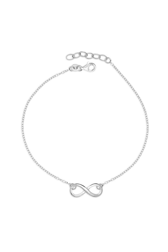 Italian 925 Sterling Silver 10+1 Inch Polished Infinity Cable Anklet (5mm Wide X 11 Inch Long) Anklet for Women
