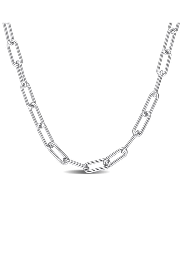 Italian 925 Sterling Silver 3.5mm Paperclip Cable Chain Choker Necklace (16 Inch-36 Inch) 16 Inch Choker Necklace for Wo