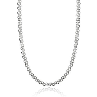 Verona Jewlers Italian Made 925 Sterling Silver Flat Bismark Chain Necklace - 20 Inch