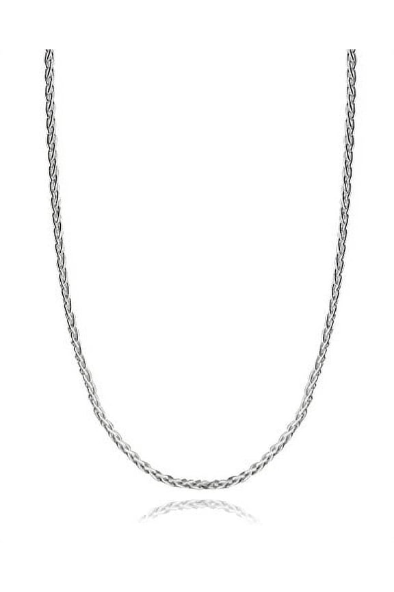 Italian 925 Sterling Silver 3mm Spiga Wheat Diamond Cut Chain Necklace - 16, 18, 24, 30 Inches (16)