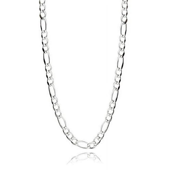 Italian 925 Sterling Silver 4mm Figaro Chain - 16, 18, 20, 22, 24, 30 Inches (22)