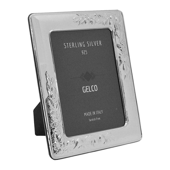 Italian 925 Sterling Silver Handmade Glossy Foliage Picture Frame (3.50X5)