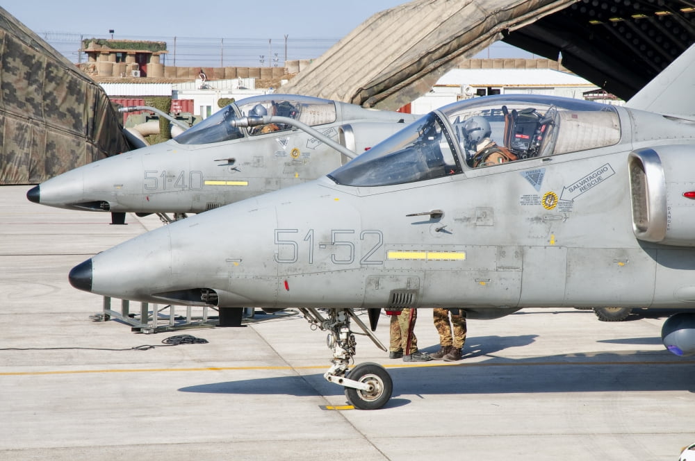 Italian Air Force AMX fighter aircraft are prepared for deployment Canvas Art - Giovanni CollaStocktrek Images (18 x 12)