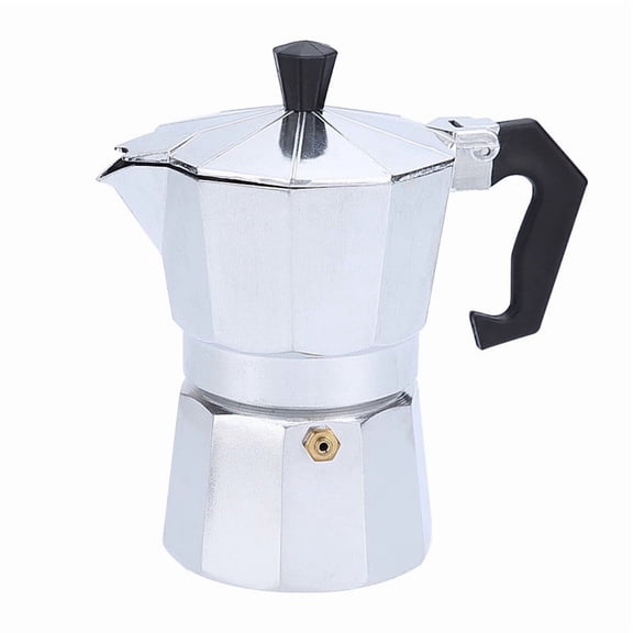 Italian Aluminum Mocha Pot - Octagonal European Coffee Maker for Stovetop Brewing, Elegant Design for Home Kitchen, Ideal for Traditional Italian Coffee Preparation