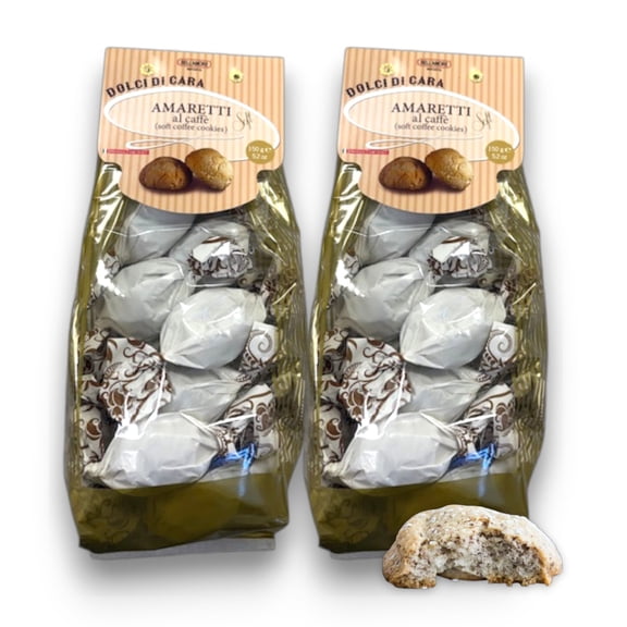 Italian Amaretti Cookies, Soft Apricot Cookies, 300g (2 x 150g bags), Made in Italy - Dolci Di Cara