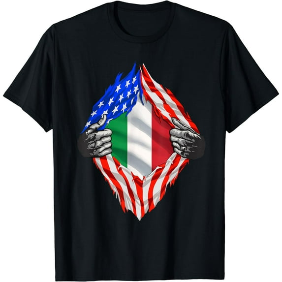 Italian American Flag T Shirt America Italy Roots Italian T-Shirt
