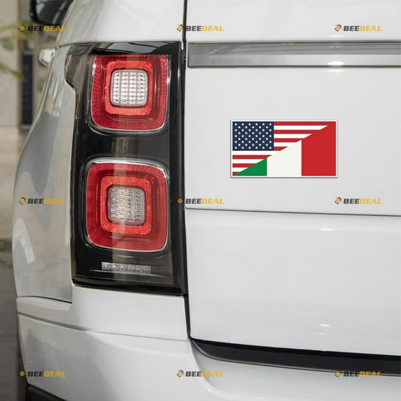 Italian American Merged Flag Italy America Car Magnet Magnetic Sticker Decal - 2 Pack Reflective 4" - for Truck Door Fridge Reusable Waterproof