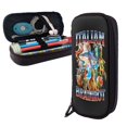 thumbnail image 1 of Italian Animal Brainro Black Leather Pencil Case Zipper Stationery Storage Bag,Ideal For Travel Lovely Functional, 1 of 6