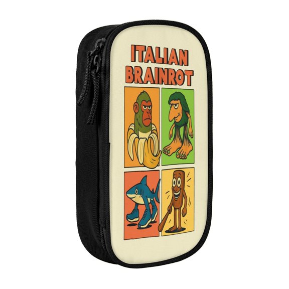 Italian Animal Brainro Cartoon Pencil Case Zipper Stationery Storage Bag,Ideal For Travel Lovely Functional