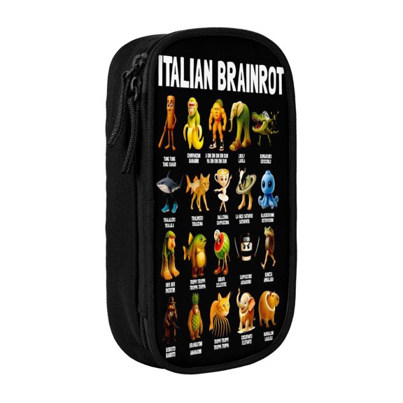 Italian Animal Brainro Cartoon Pencil Case Zipper Stationery Storage Bag,Ideal For Travel Lovely Functional