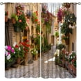 thumbnail image 1 of Italian Architectural Landscape Blackout Curtains,Vintage European Style Natural Plants Flowers Architectural Art Window Treatments Drapes for Kitchen Living Room Bedroom 42x63in, 1 of 6