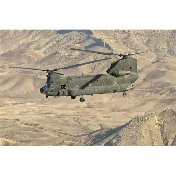 Italian Army CH-47C Chinook helicopter in flight over Afghanistan Poster Print