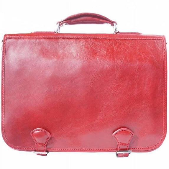Italian Artisan 257-7610-Lightred Handmade Leather Briefcase for Unisex, Light Red