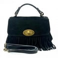 thumbnail image 1 of Italian Artisan 54-806-Black Sofia Calfskin Leather Suede Handbag, Black - Medium, 1 of 1