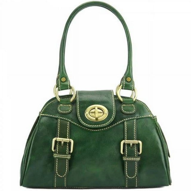 Italian Artisan 73-6539-Darkgreen Romina Womens Luxury Handmade Genuine Calf Leather Shoulder Handbag&#44; Dark Green